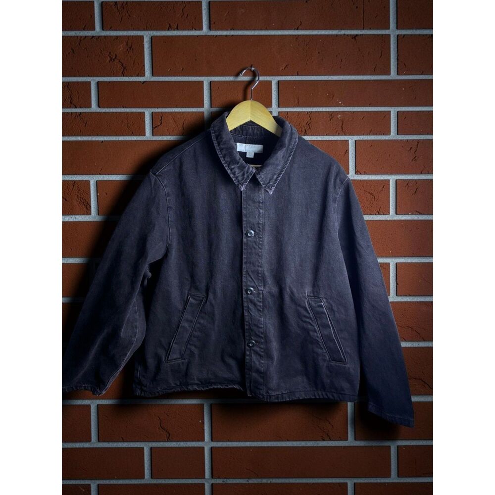 Zara Black Chore Jacket Men's Large Button Front Utility Work Jacket